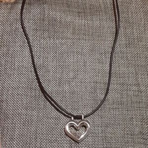 Brighton Heart On A Leather Necklace 925